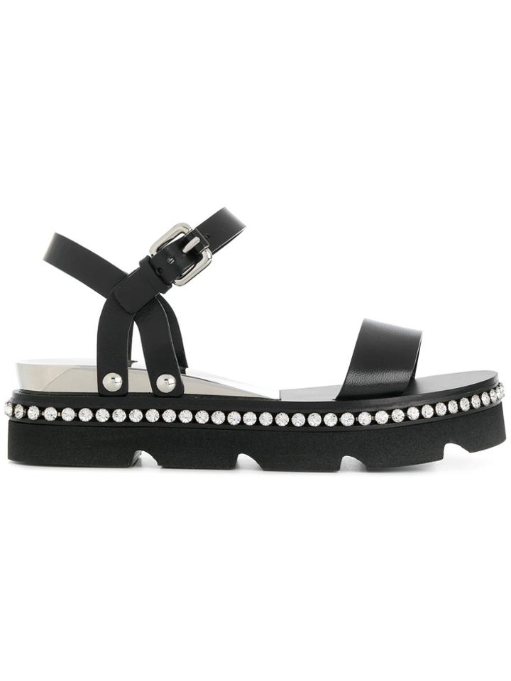 Casadei Crystal Embellished Sandals - Black