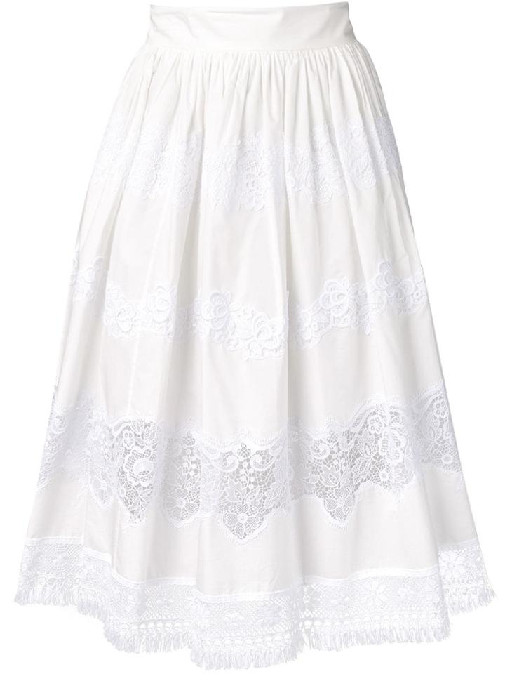 Dolce & Gabbana Lace Panel Skirt - White