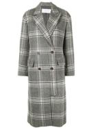 Le Ciel Bleu Checked Double Breasted Coat - Grey