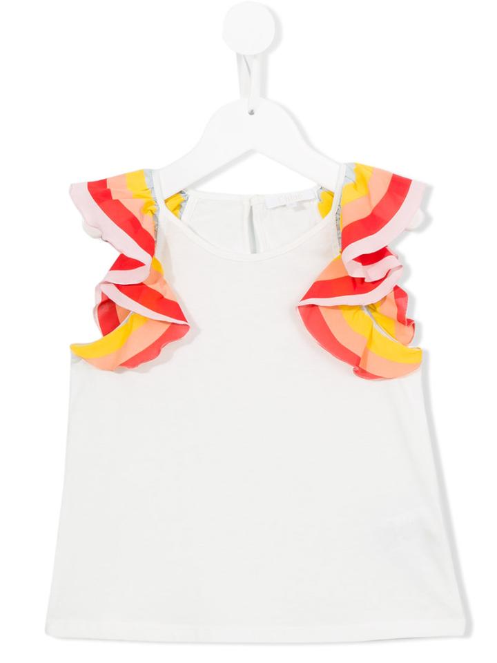 Chloé Kids Ruffled T-shirt, Girl's, Size: 6 Yrs, White