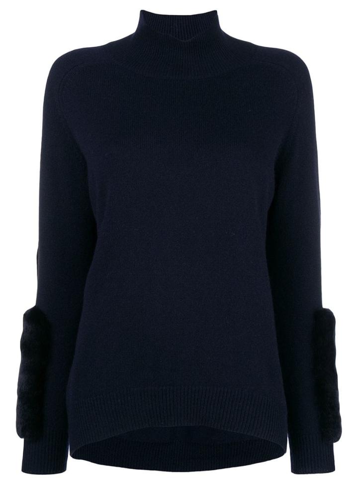 N.peal Fur Trim Sweater - Blue