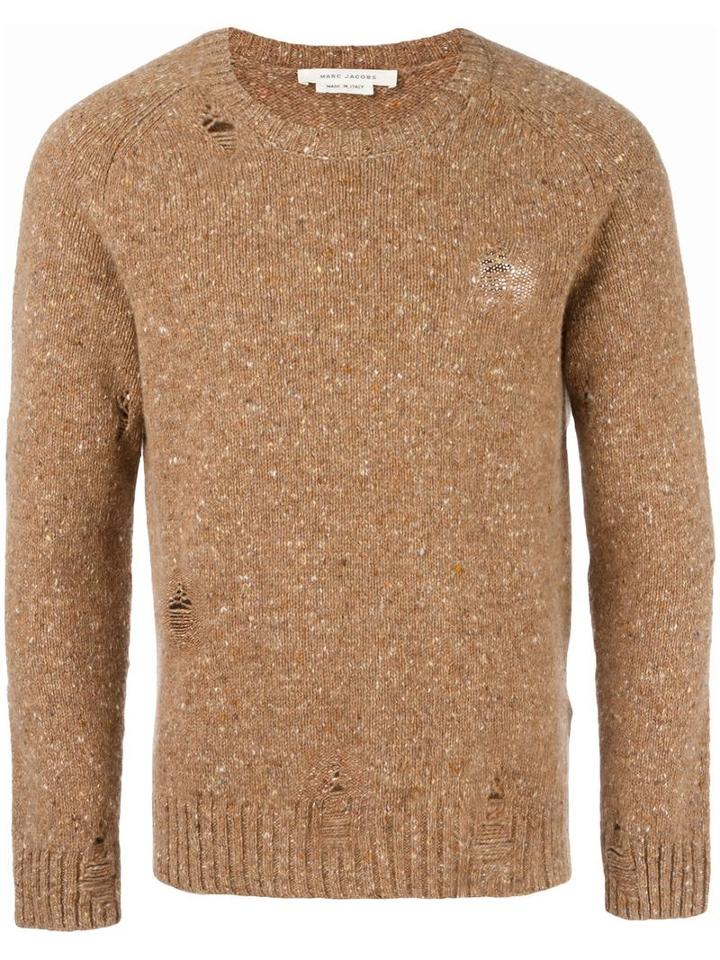 Marc Jacobs Distressed Knit Jumper, Men's, Size: Large, Nude/neutrals, Cashmere/wool