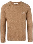 Marc Jacobs Distressed Knit Jumper, Men's, Size: Large, Nude/neutrals, Cashmere/wool