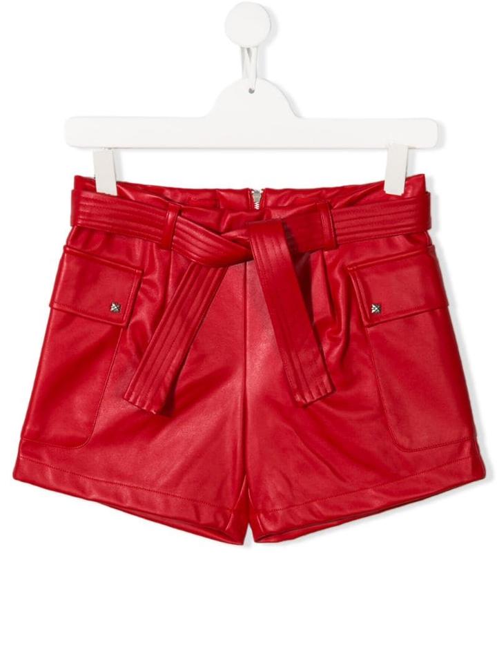 John Richmond Junior Teen Faux Leather Shorts - Red