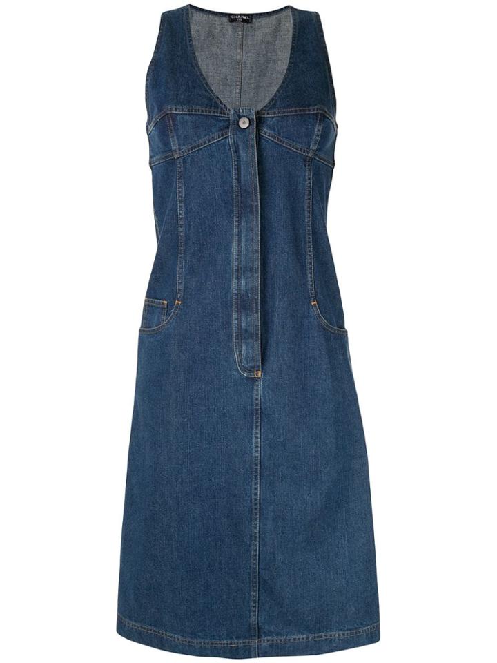 Chanel Pre-owned Sleeveless Denim Dress - Blue