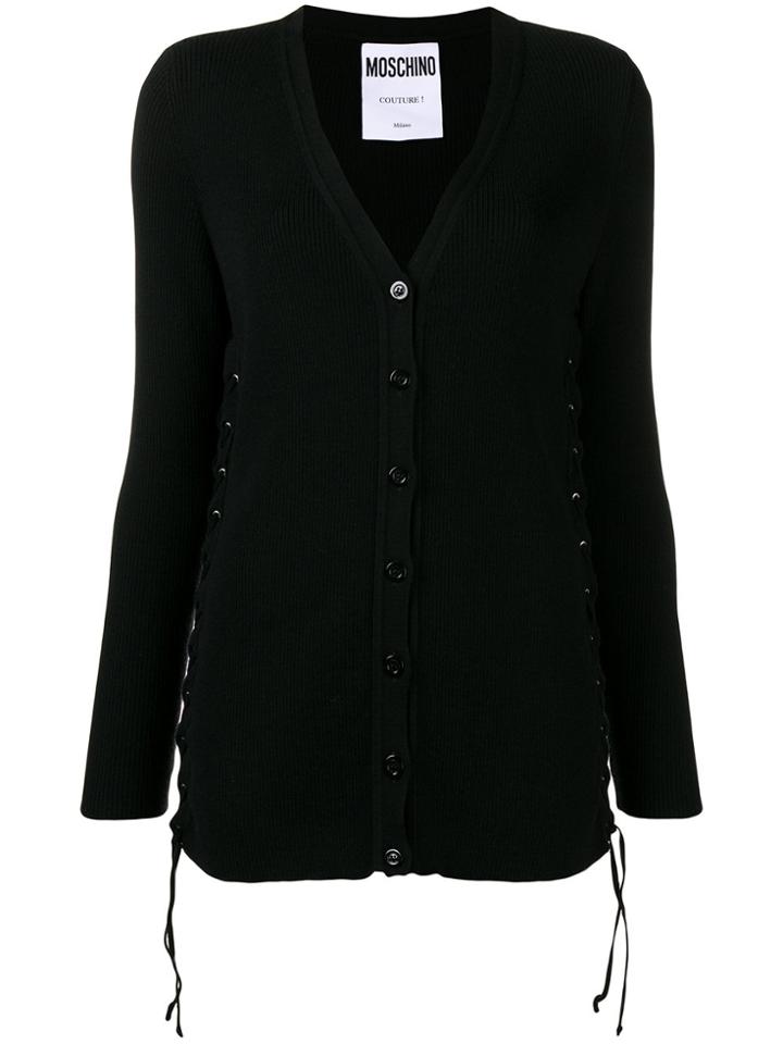 Moschino Lace-up Detailed Cardigan - Black