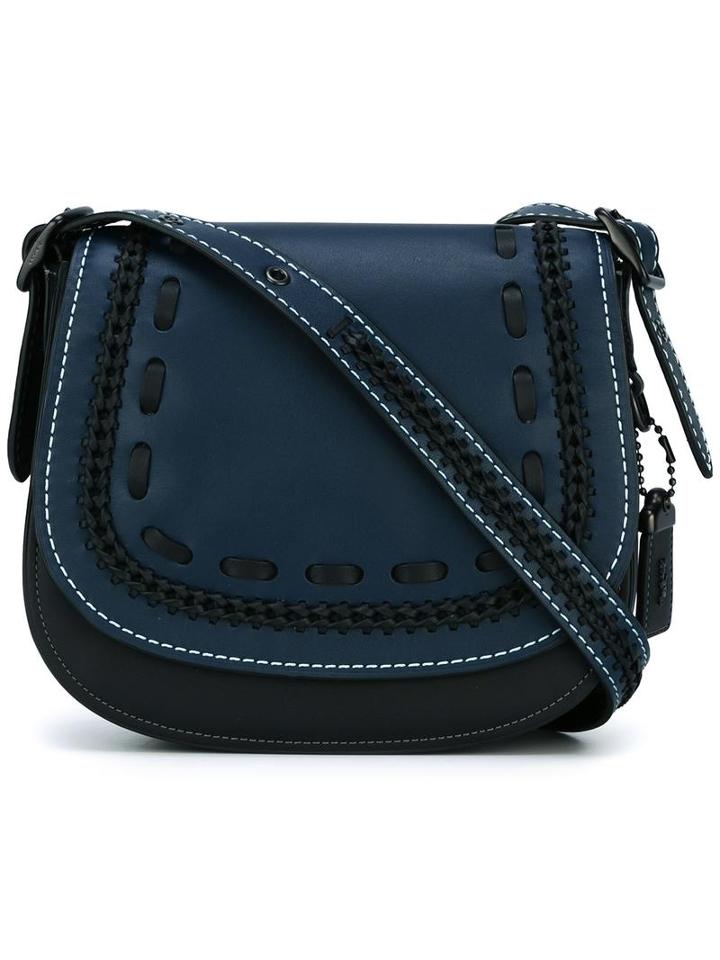 Coach Stitching Detail Saddle Bag, Women's, Black