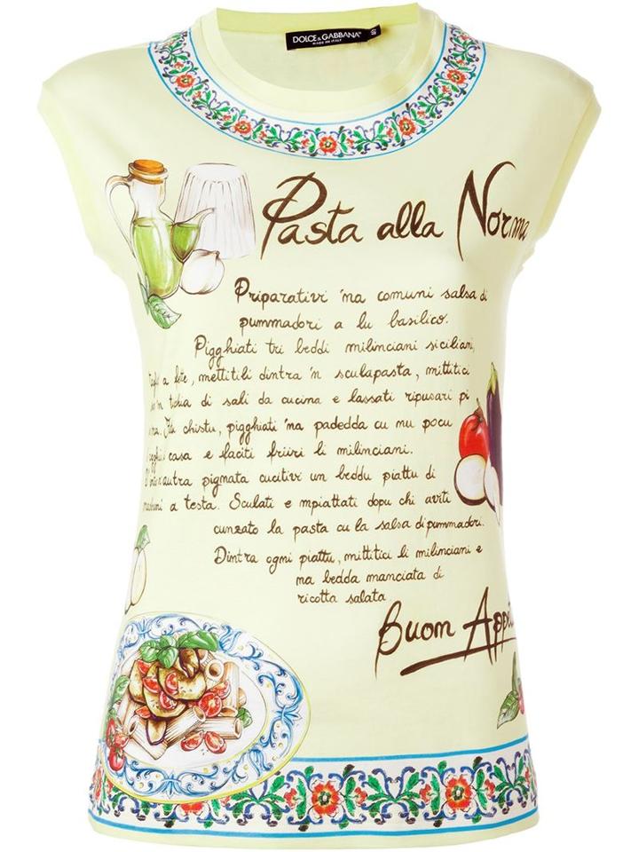 Dolce & Gabbana Pasta Alla Norma Print Tank Top, Women's, Size: 42, Yellow/orange, Cotton