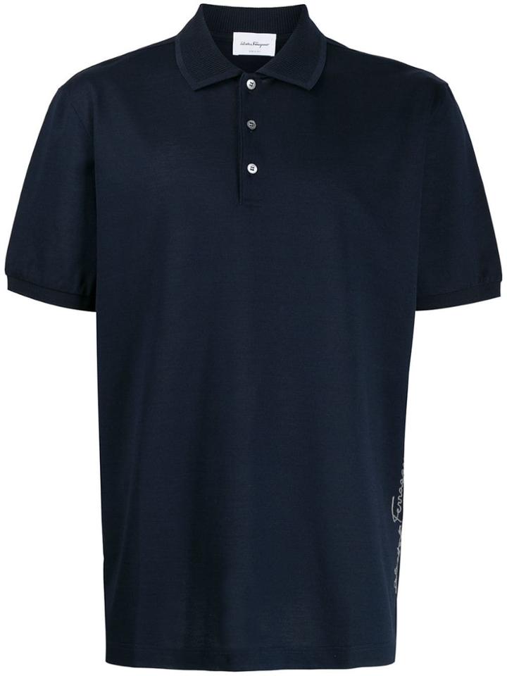 Salvatore Ferragamo Logo Polo Shirt - Blue