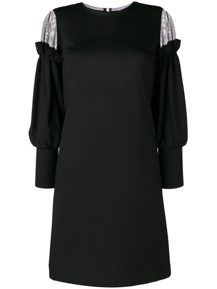 D.exterior Chiffon Trim Dress - Black