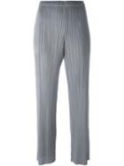 Pleats Please By Issey Miyake Pleated Straight Leg Trousers, Women's, Size: 3, Grey, Polyester