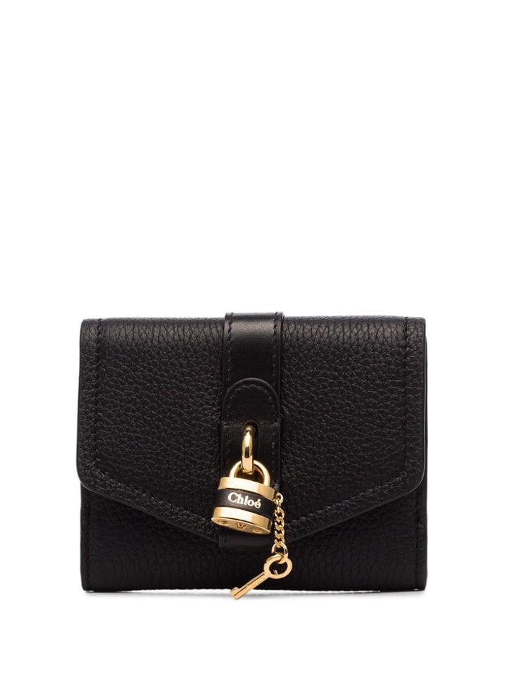 Chloé Black Aby Padlock Leather Wallet