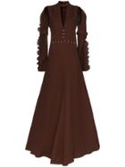 Chloé Embellished Waist Silk Gown - Brown