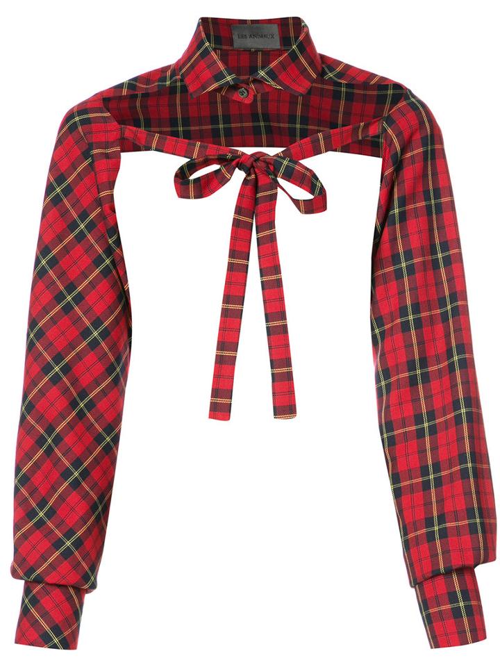 Les Animaux - Half Shirt With Ties Top - Women - Polyester/viscose - L, Red, Polyester/viscose