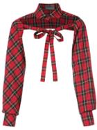 Les Animaux - Half Shirt With Ties Top - Women - Polyester/viscose - L, Red, Polyester/viscose