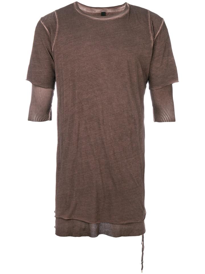 Army Of Me Ribbed-hem Layered T-shirt - Brown