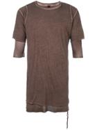Army Of Me Ribbed-hem Layered T-shirt - Brown