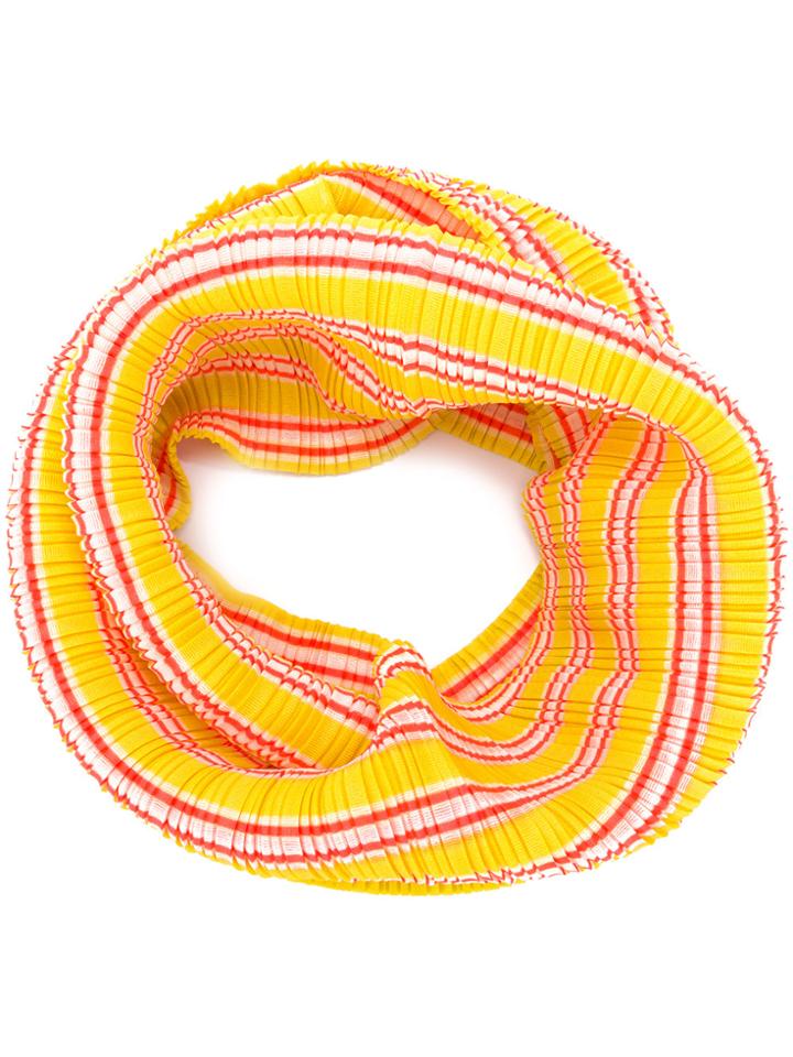 Pleats Please By Issey Miyake Striped Plissé Scarf - Yellow & Orange
