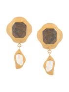 Liya Bronzite-embellished Drop Earrings - Gold