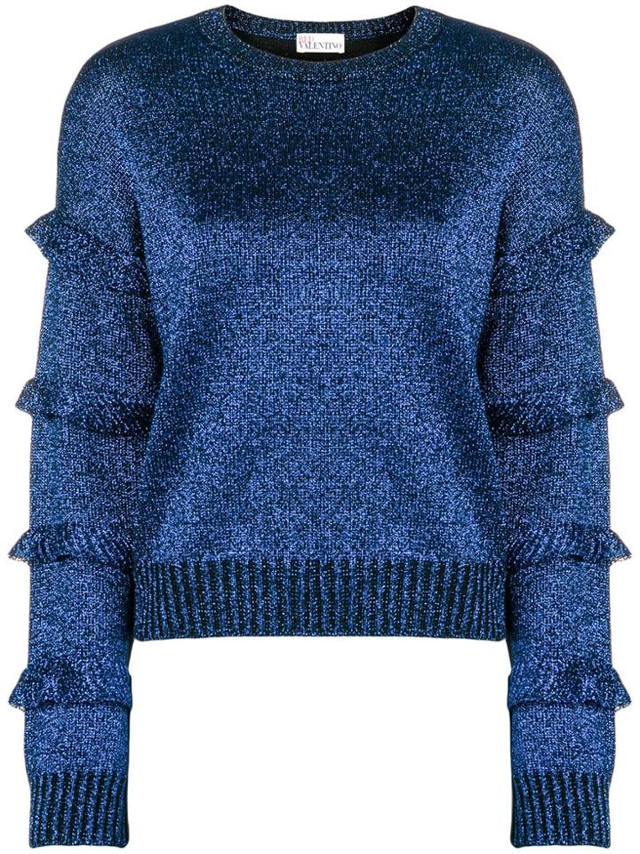 Red Valentino Ruffle Sleeve Jumper - Blue