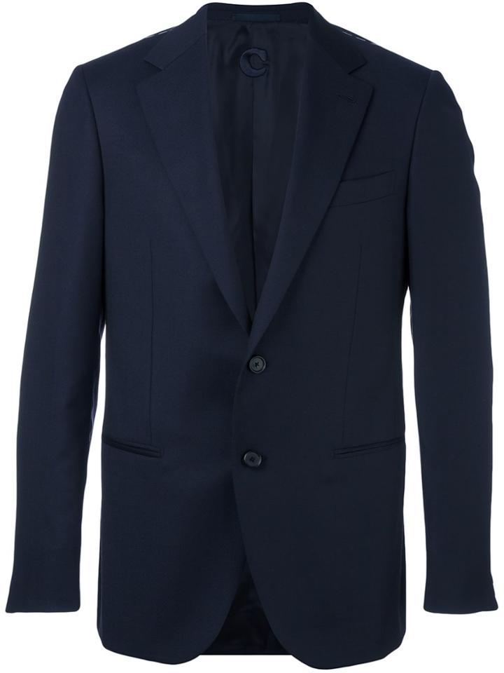 Caruso Notched Lapel Blazer - Blue