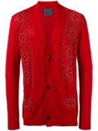 Laneus Embellished Cardigan, Men's, Size: 50, Red, Cotton