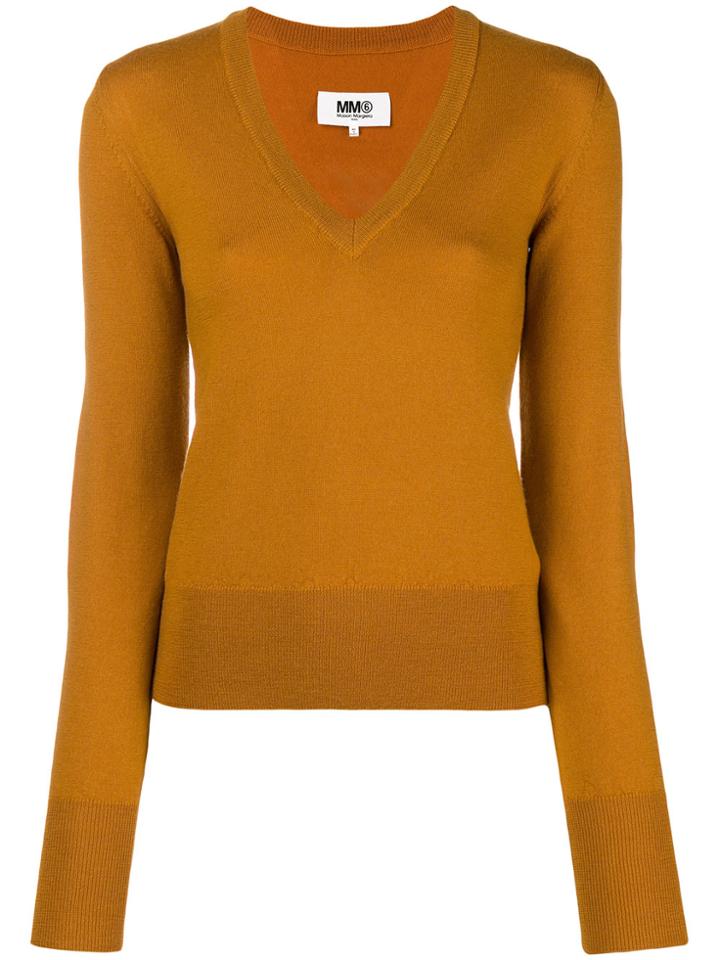 Mm6 Maison Margiela V-neck Jumper - Brown