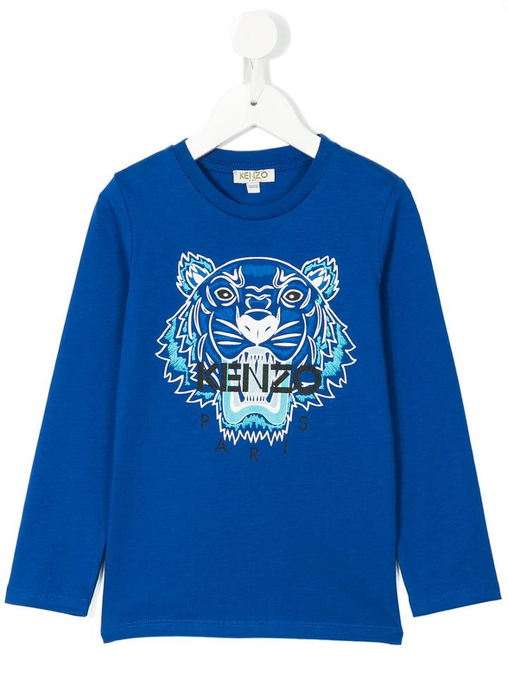 Kenzo Kids - Tiger Print T-shirt - Kids - Cotton - 8 Yrs, Blue