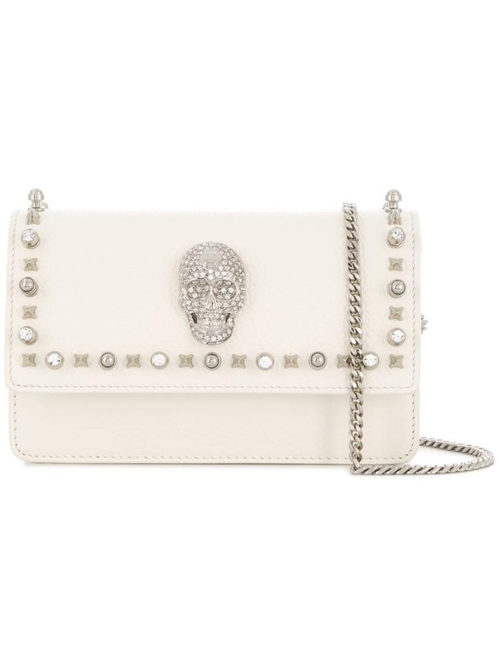 Philipp Plein Crystal Skull Mini Bag - White