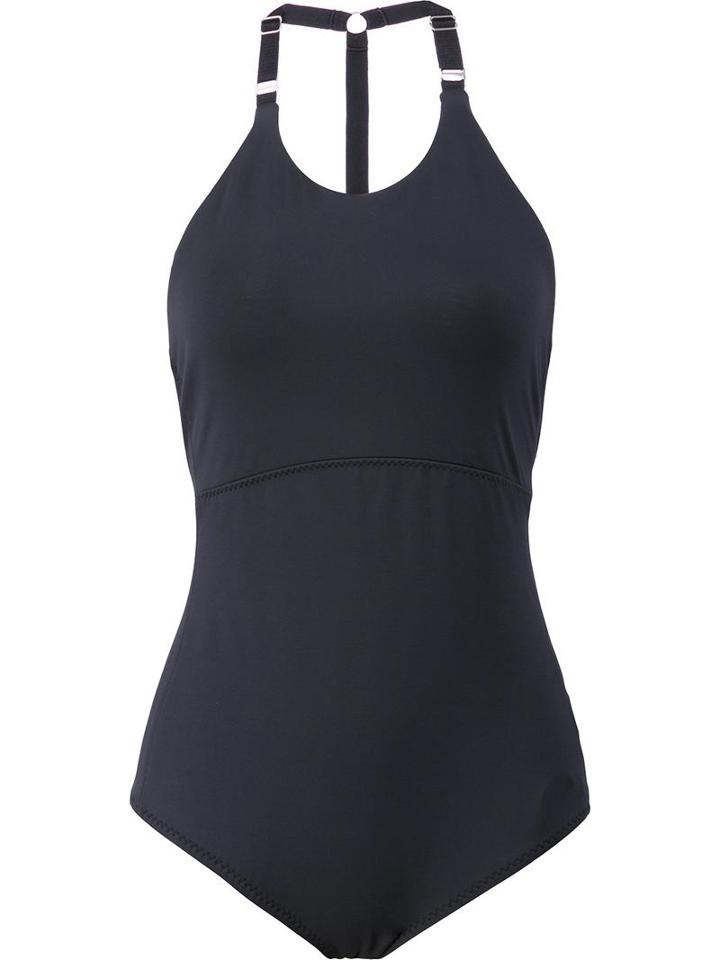 Malia Mills Halterneck Swimsuit, Women's, Size: 14, Black, Polyamide/spandex/elastane