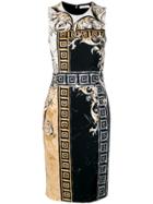 Versace Collection Marble Baroque Print Dress - Black