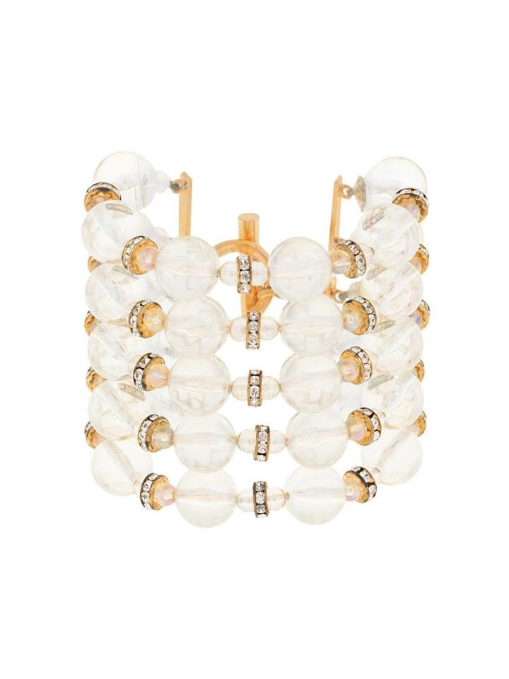 Chanel Pre-owned Cc Logos Rhinestone Bracelet - Neutrals