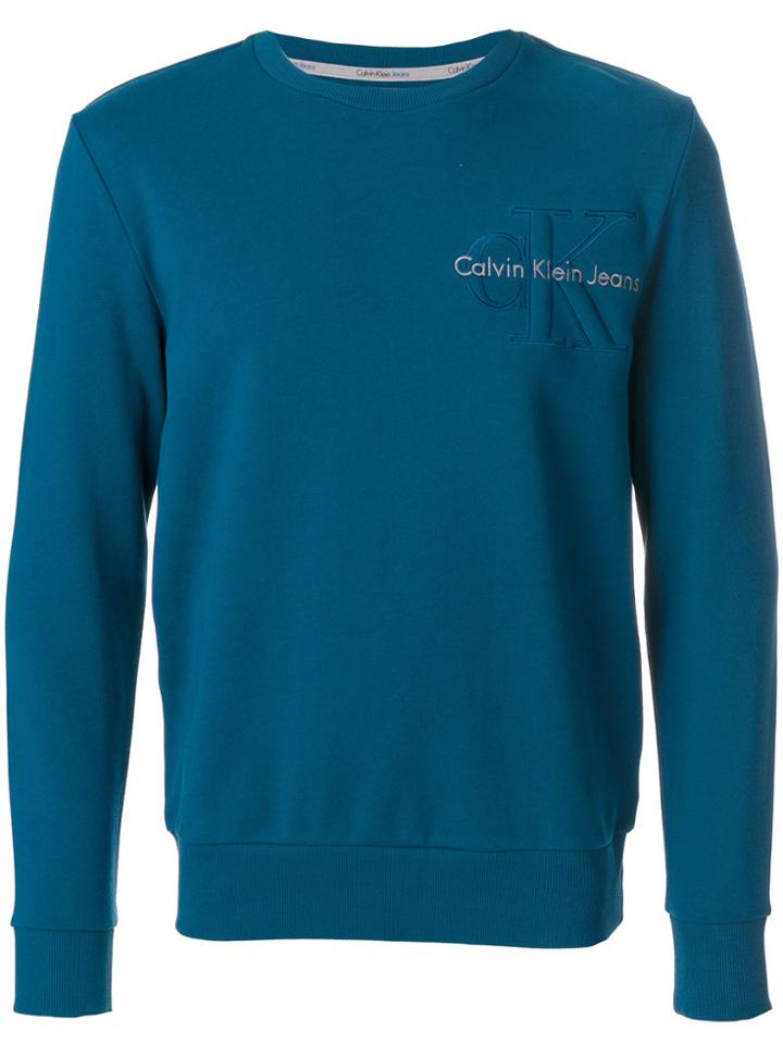 Ck Jeans Embroidered Logo Sweatshirt - Blue