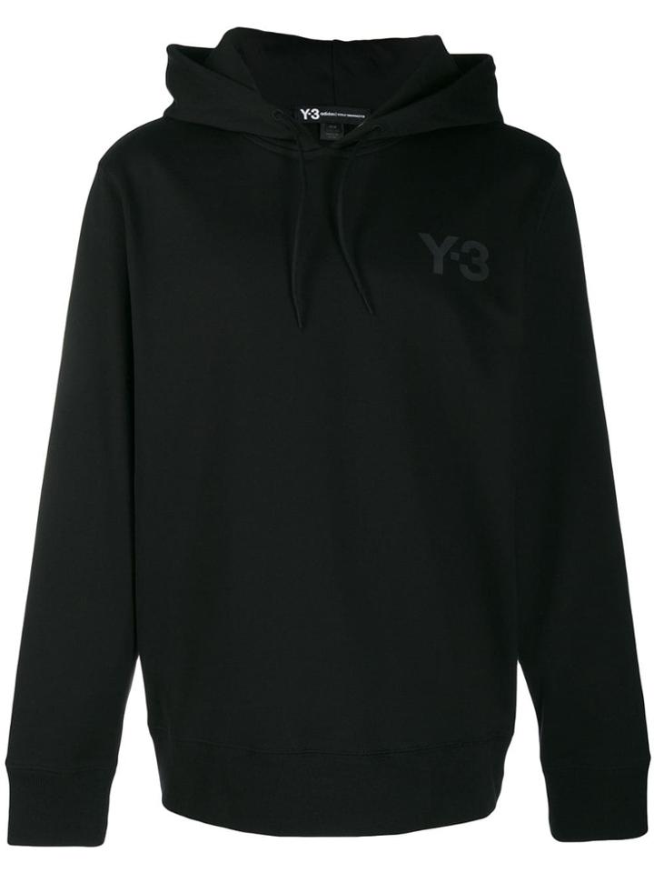 Y-3 Logo Printed Hoodie - Nero