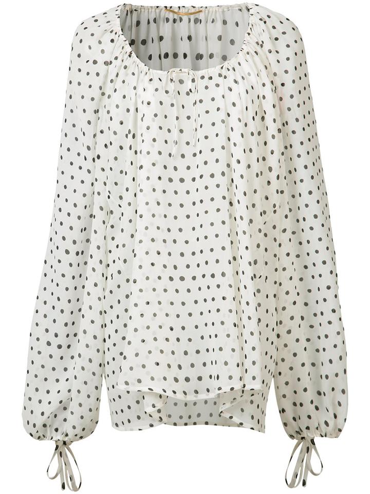 Saint Laurent Polka-dot Blouse, Women's, Size: 36, White, Silk