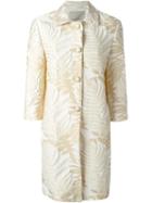 Ermanno Scervino Jacquard Leaf Coat, Women's, Size: 44, Nude/neutrals, Polyester/polyamide/silk