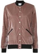 Olympiah Velvet Bomber Jacket - Pink & Purple