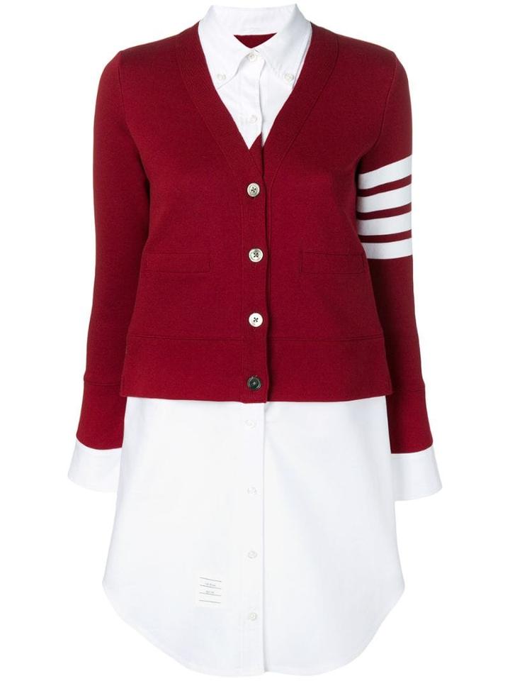 Thom Browne Trompe L'oeil Cardigan Shirtdress - Red