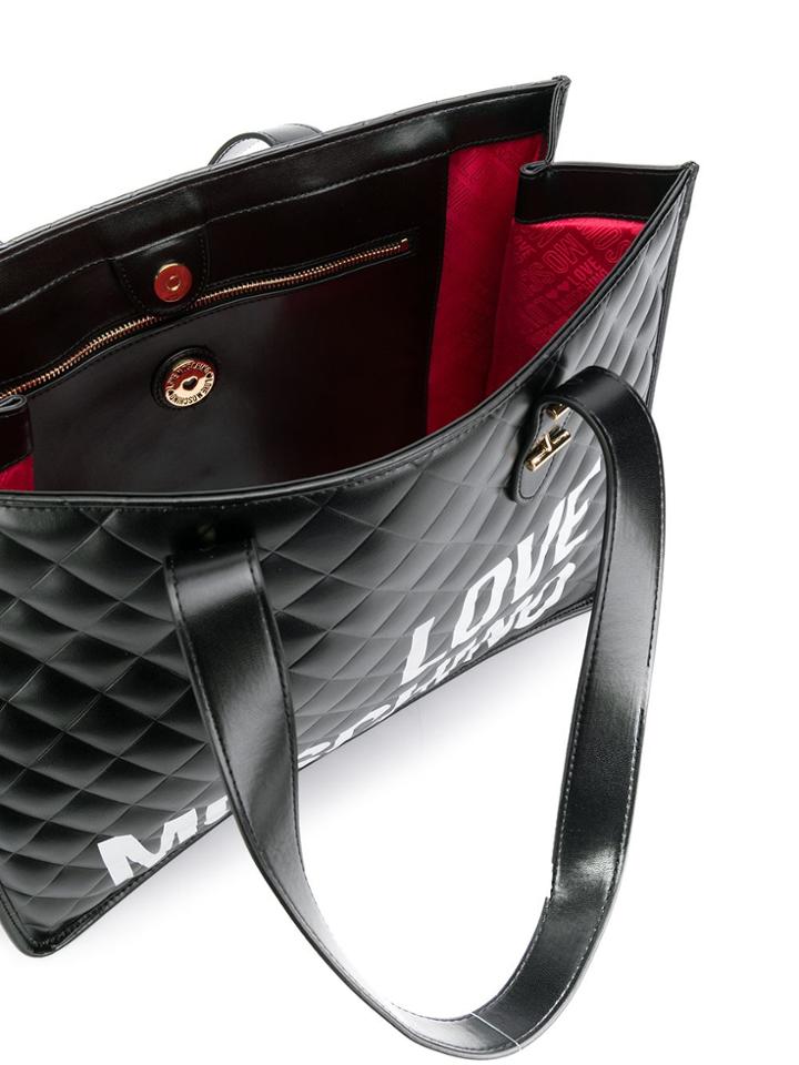 Love Moschino Logo Quilted Tote Bag - Black