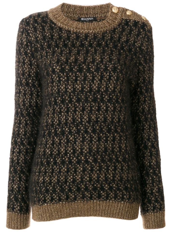 Balmain Textured Crew Neck Sweater - Brown