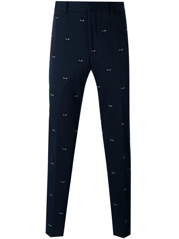 Fendi Embroidered Tailored Trousers - Blue