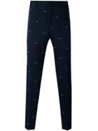 Fendi Embroidered Tailored Trousers - Blue