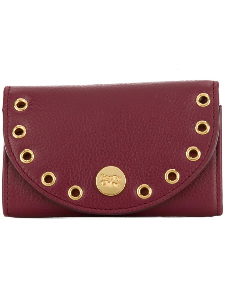 See By Chloé Pebbled Kriss Wallet - Red