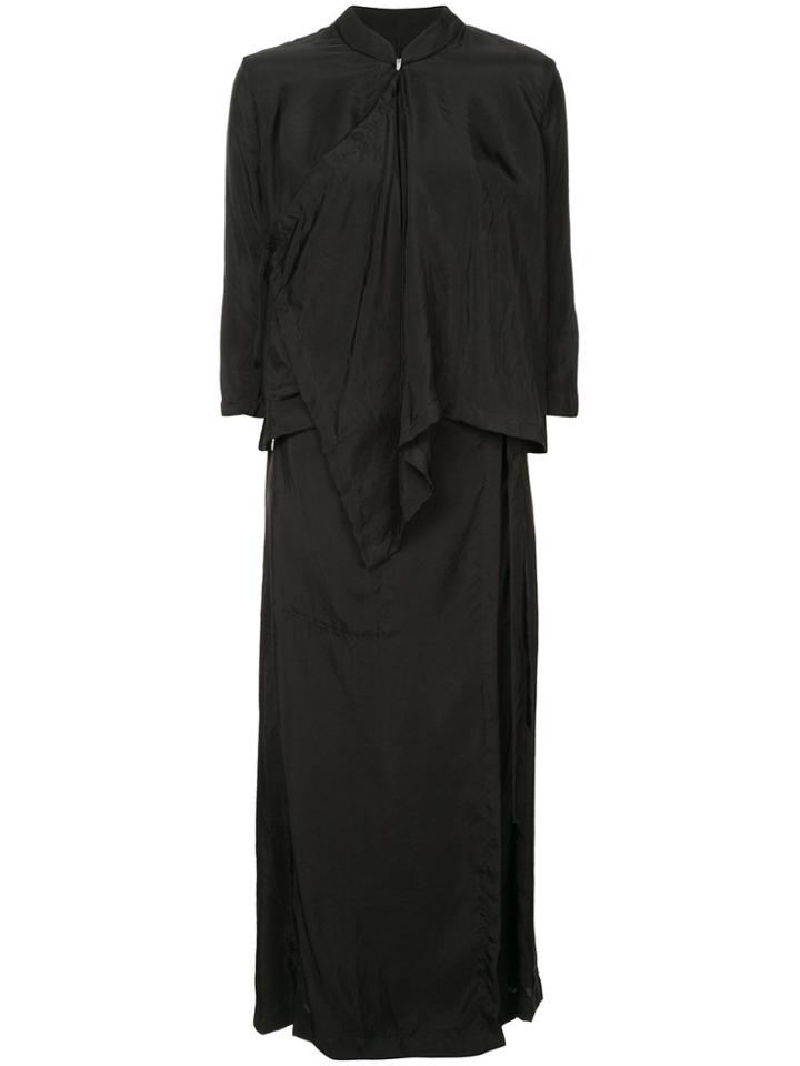 Uma Wang Long Draped Shirt Dress - Black