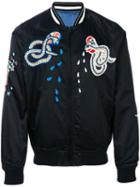 Diesel - Snake Embroidered Bomber Jacket - Men - Cotton/polyester/spandex/elastane/viscose - S, Black, Cotton/polyester/spandex/elastane/viscose
