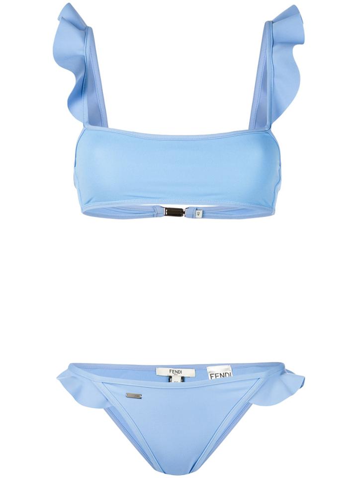 Fendi Frilled Crop Bikini - Blue