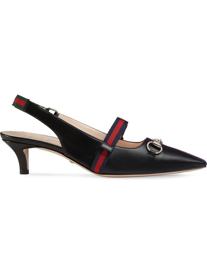 Gucci Mid-heel Pump With Web - Black