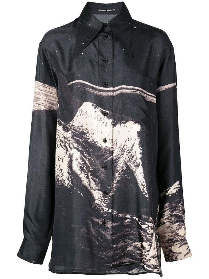 Kwaidan Editions Moon Print Oversized Shirt - Black