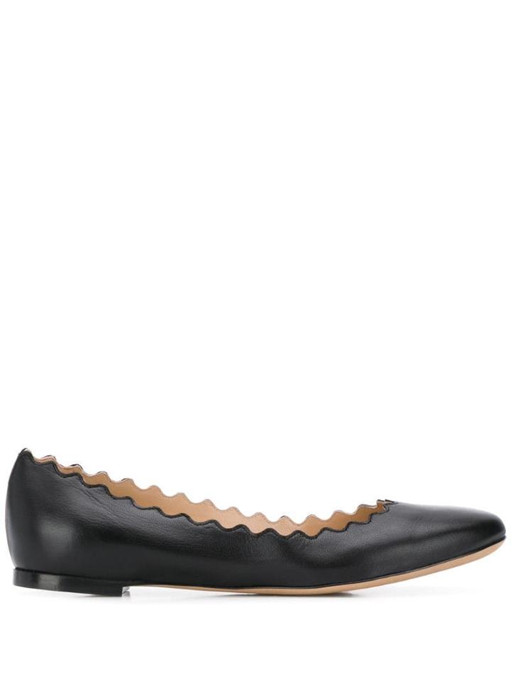 Chloé Lauren Scalloped Edge Ballerinas - Black