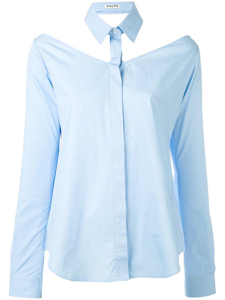 Aalto - Cut-out Shirt - Women - Cotton - 40, Blue, Cotton